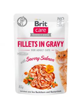 Brit Care Cat Fillets in Gravy Savory Salmon Fileciki z Łososia w Sosie Mokra Karma Dla Kota 85 g